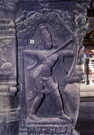 Manmatha Sculpture in Ramaswamy temple pillared Mahamandapatam in Kumbakonam, Tamil Nadu, India,