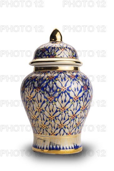 Colorful Thai style porcelain, Benjarong, isolated on white background with clipping path. The
