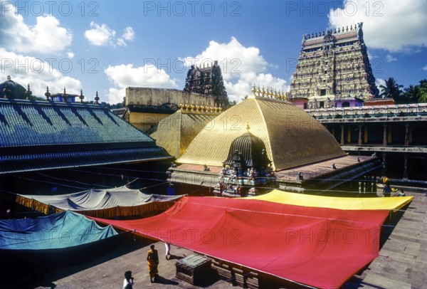 Gold tiled kanaka saba in Thillai Nataraja temple in Chidambaram, Tamil Nadu, South India, India,