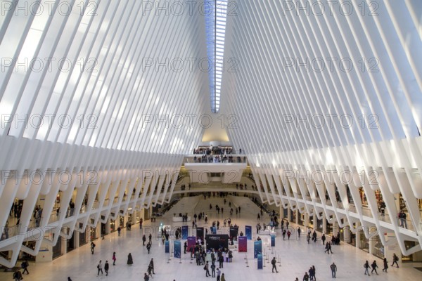 New York, United States of America, November 18, 2016: Interior view of the Oculus train station at