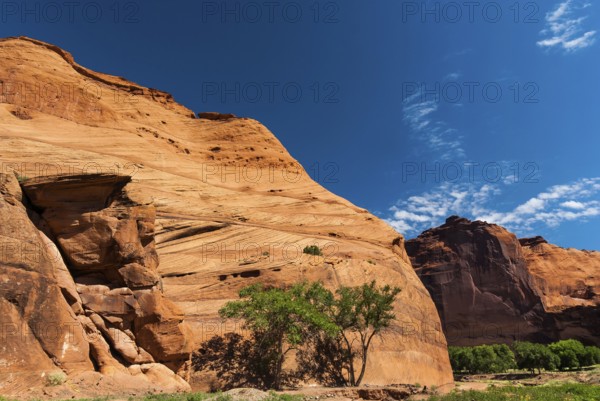 Rock formation, blue sky in Chelly Canyon National Park, Arizona, USA, North America