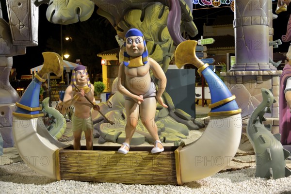Falla, papier-mâché figures, at the Falles or Fallas spring festival, Dénia, Province of Alicante,