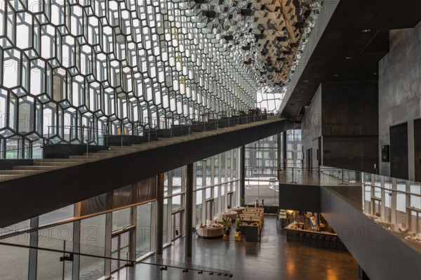 Harpa Concert Hall and Congress Centre, interior view, artistic modern architecture, Reykjavik,