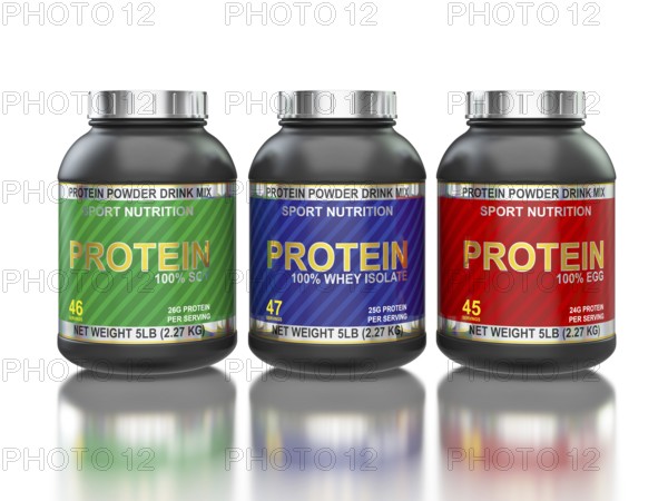 Sport nutrition, bodybuilding supplements, sport diet concept, whey isolate, soy and egg protein