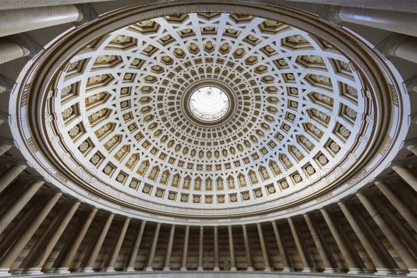 Interior and dome, monument Befreiungshalle Kehlheim, round hall with dome, 45 m high, 29 m