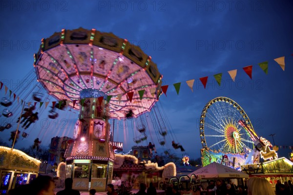 Carousel at the Plärrer, Europe, the traditional folk festival, in Augsburg, Swabia, Bavaria,
