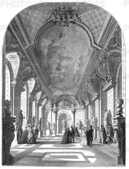 The Restoration at the Louvre, The New Hall of the Roman Emperors, at the Musée des Antiques, 1869,