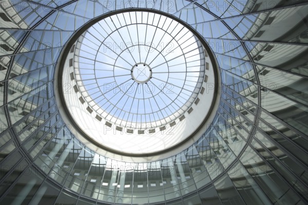 View of dome of Schirn Kunsthalle, roof, glass window, round, reflection, glass building,