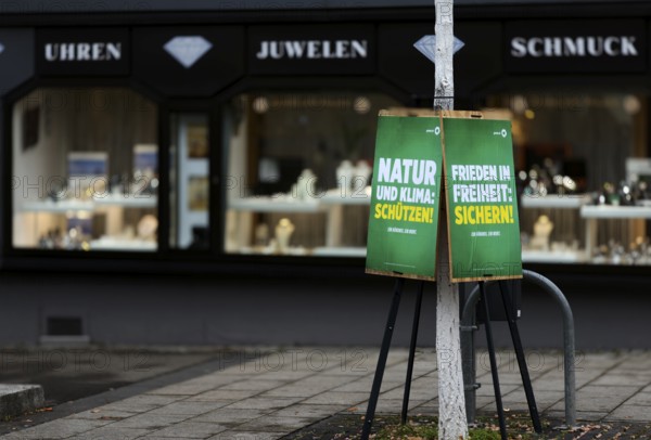 Election posters for the Bundestag election on 23 February 2025, Bündnis 90 Die Grünen, in front of
