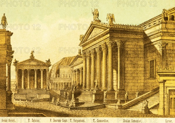Arcus Severi or Arco di Settimio Severo, Arch of Septimius Severus, Templum Saturni, Temple of