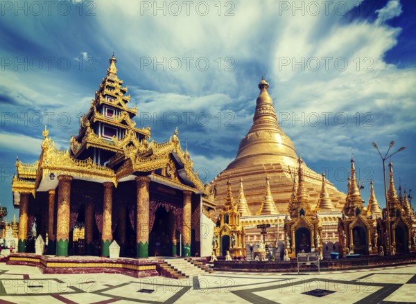 Vintage retro effect filtered hipster style image of Myanmer famous sacred place and tourist