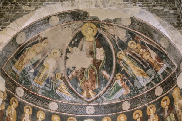 Frescoes in abbey church, Basilica della Santissima Trinità di Saccargia, Province of Sassari,