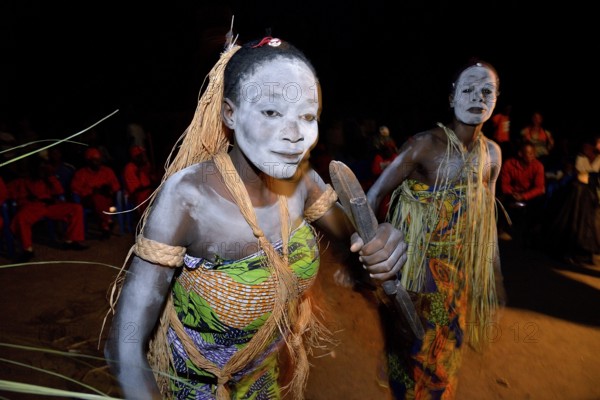 Sick women dancing a healing dance, healing ceremony, Nkala, Bandundu Province, Democratic Republic