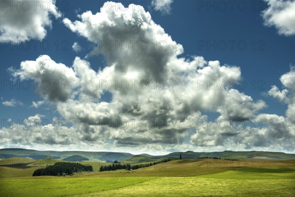 Cezallier plateau in the Auvergne volcanoes regional natural park, Puy de Dome department,