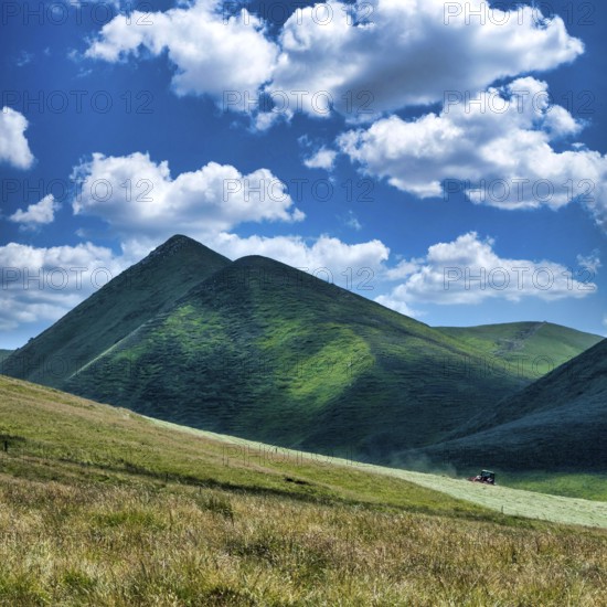 The Monts Dore. Regional park of the Auvergne volcanoes. The Puy de Monne at the Croix Morand pass,