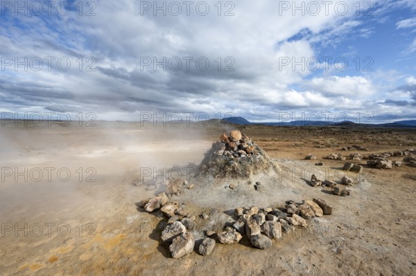 Steaming fumarole, solfatar in the geothermal area Hverarönd, also Hverir or Namaskard, Northern