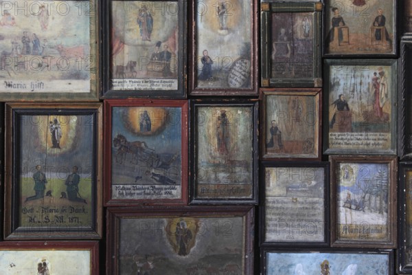 Votive tablets from in front of 1900, weathered, Chapel of Grace in Altötting, Upper Bavaria,