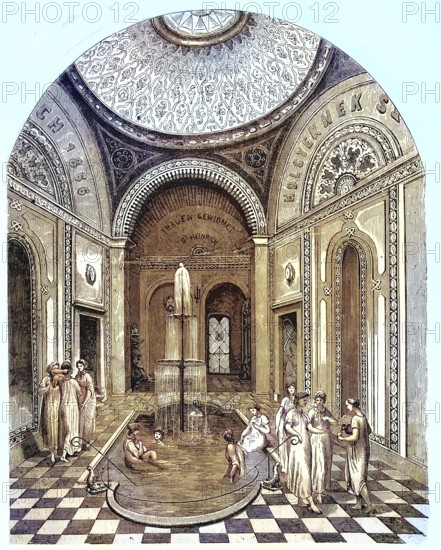 Oriental Baths in Budapest, Spa, the Rose Hall, 1969, Hungary, Historic, digitally restored