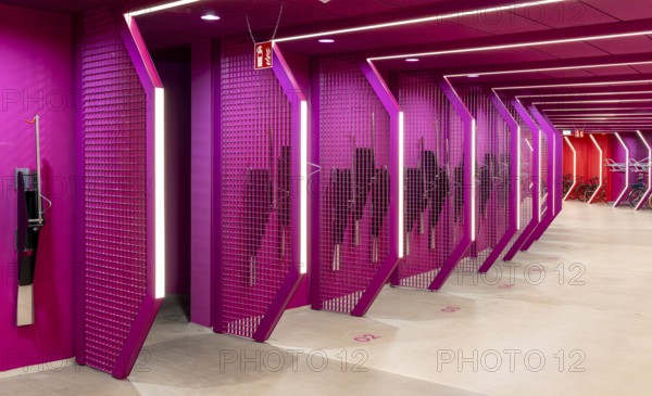 Underground car park for bicycles, redesigned Potsdamer Platz station, Sony Center, Berlin,