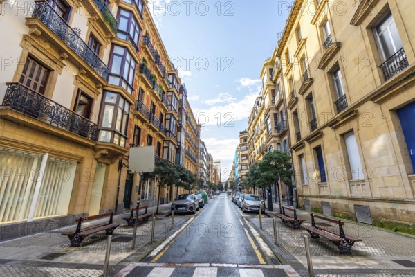 Streets of the Amara neighborhood without people in Donostia San Sebastian, Gipuzkoa. Basque