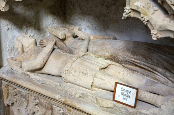Tomb monument effigies Edmund Blanket d 1371 and wife, church of Saint Stephen, St Stephen's