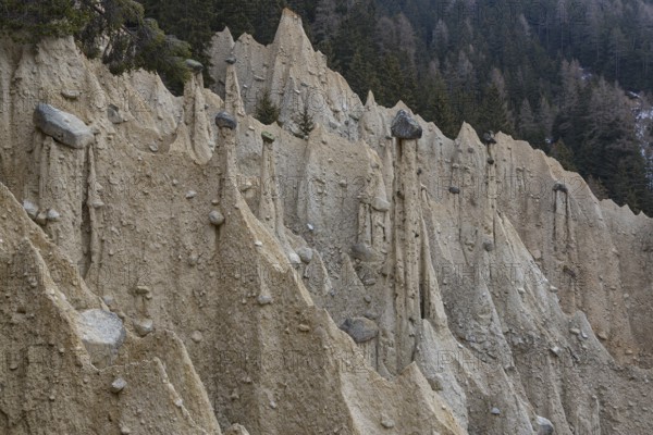 Earth pyramids located in Platten in the municipality of Percha, near Bruneck in South Tyrol,