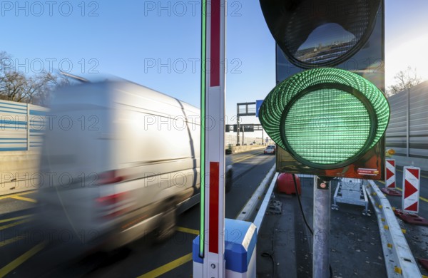 Recklinghausen, North Rhine-Westphalia, Germany - Barrier system on the A43 due to dilapidated