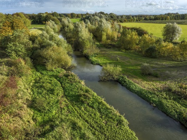 Bergkamen, Ruhr area, North Rhine-Westphalia, Germany, autumn landscape on the Seseke. The