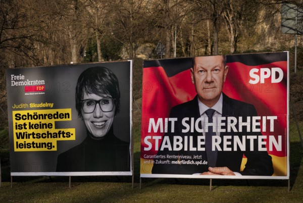 Election posters for the federal election on 23 February 2025, Judith Skudelny, FDP, with direct