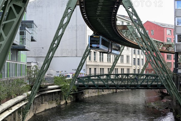 Suspension railway over the Wupper, Elberfeld district, Wuppertal, Bergisches Land, North