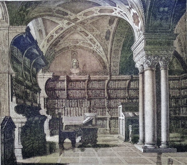 Hall of Incunabula in the Library of St. Petersburg, Russia, in 1875 / Saal der Incunabeln,