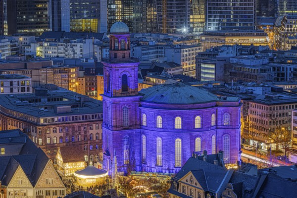 St Paul's Church in Frankfurt am Main will be illuminated in blue on 10 December 2023,