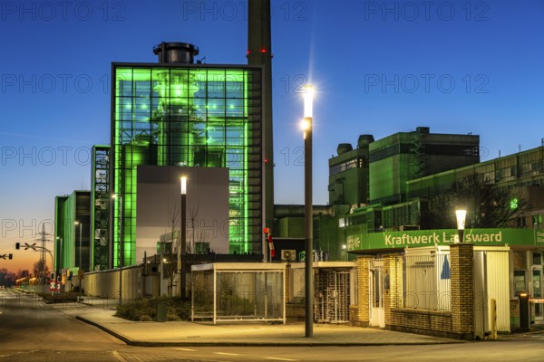 The Lausward combined heat and power plant in Düsseldorf, gas and steam turbine power plant,