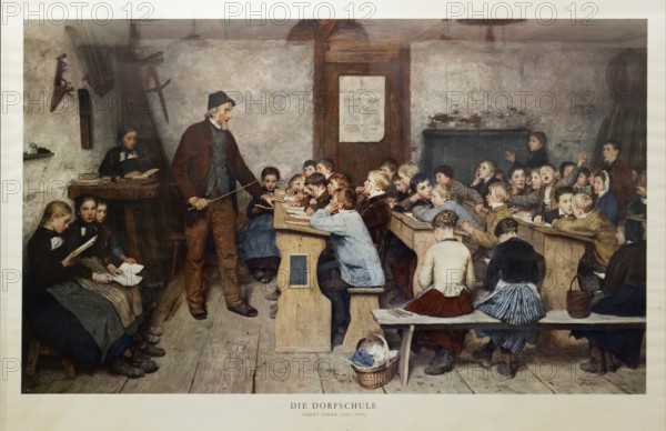 Village school from 1848, painting by Albert Anker, reproduction, Friedrichshafen School Museum,