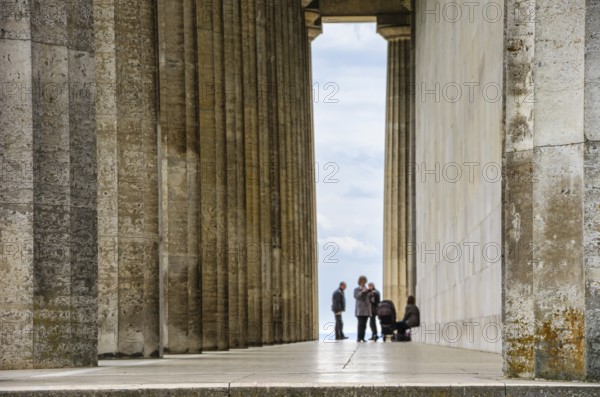 Colonnade on the east side of the Walhalla Hall of Fame in Donaustauf on the Danube near