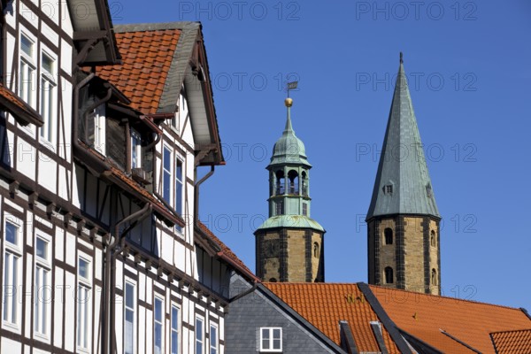 The two unequal towers of the Protestant-Lutheran market church of St Cosmas and Damian in the old