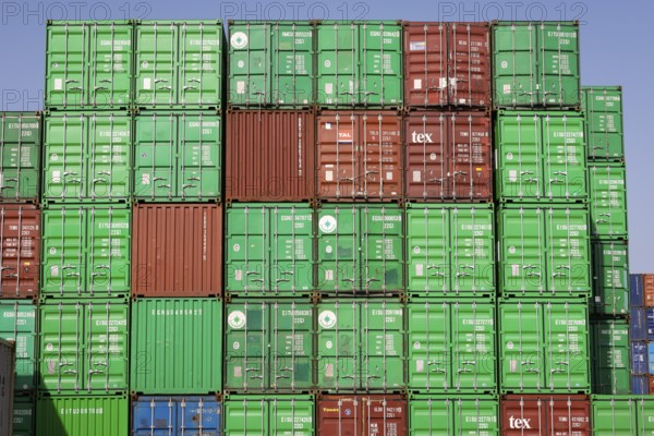 Duisburg, Ruhr area, North Rhine-Westphalia, Germany - Duisburg harbour, containers at the
