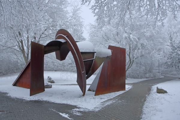 Sculpture Ulmer Tor by Bernhard Heiliger 1989, steel sculpture, Corten steel, Corten steel, metal,