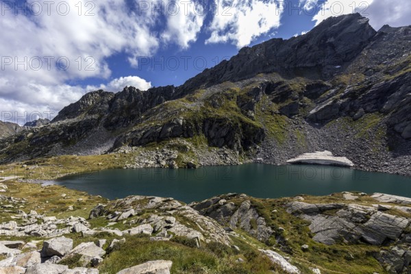 Lake Sassolo, Lago di Sassolo, behind Ticino mountains, Sambuco valley, Vale Sambuco, near Fusio,