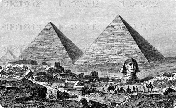 The Pyramids of Giza in the Nile Valley, Wonder of the World, UNESCO World Heritage Site, Cheops
