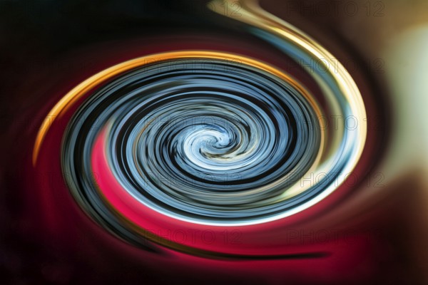 Colourful luminous spiral, blue, red, left-turning, illustration, abstract, symbol photo