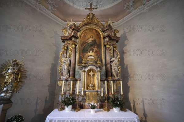 Altar of St Wendilinus Church built between 1766 and 1769, Steinbach, Lower Franconia, Bavaria,
