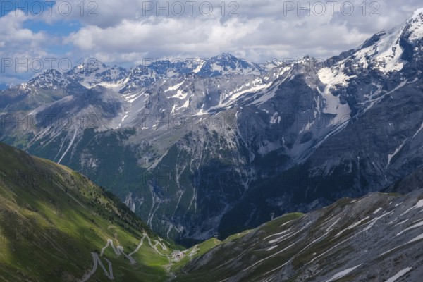 Stilfserjoch, Vinchgau, South Tyrol, Italy, mountain landscape on the Ortler, Italian Alps, snowy