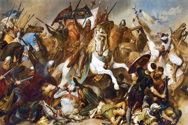 Barbarossa's victory at Iconium in 1190, mural in the Kaisersaal Goslar by Hermann Wislicenus,
