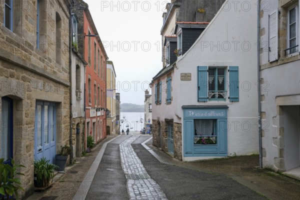 Douarnenez, Brittany, France - Alley at the harbour Port de Rosmeur in the picturesque harbour town
