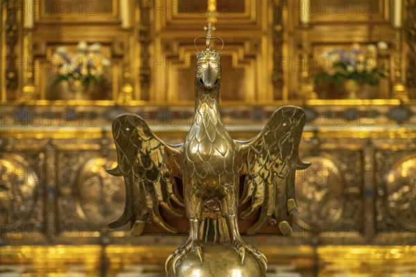 Eagle lectern in the interior of the chapel of Balliol College, University of Oxford, Oxford,