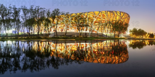 Olympic Stadium Bird's Nest Beijing Olympic Stadium modern architecture panorama in Beijing, China,
