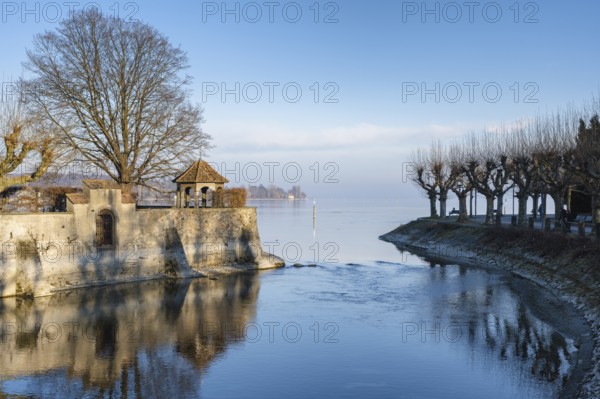 The island canal on the shore of Lake Constance and the Constance funnel, Dominican Island on the