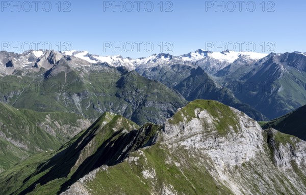 Mountain panorama with Großvenediger, mountain landscape with mountain peaks of the Venediger