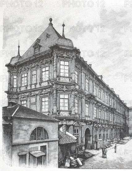 The Electoral Palace of Mainz, former city residence of the Archbishops of Mainz in Mainz in 1890,